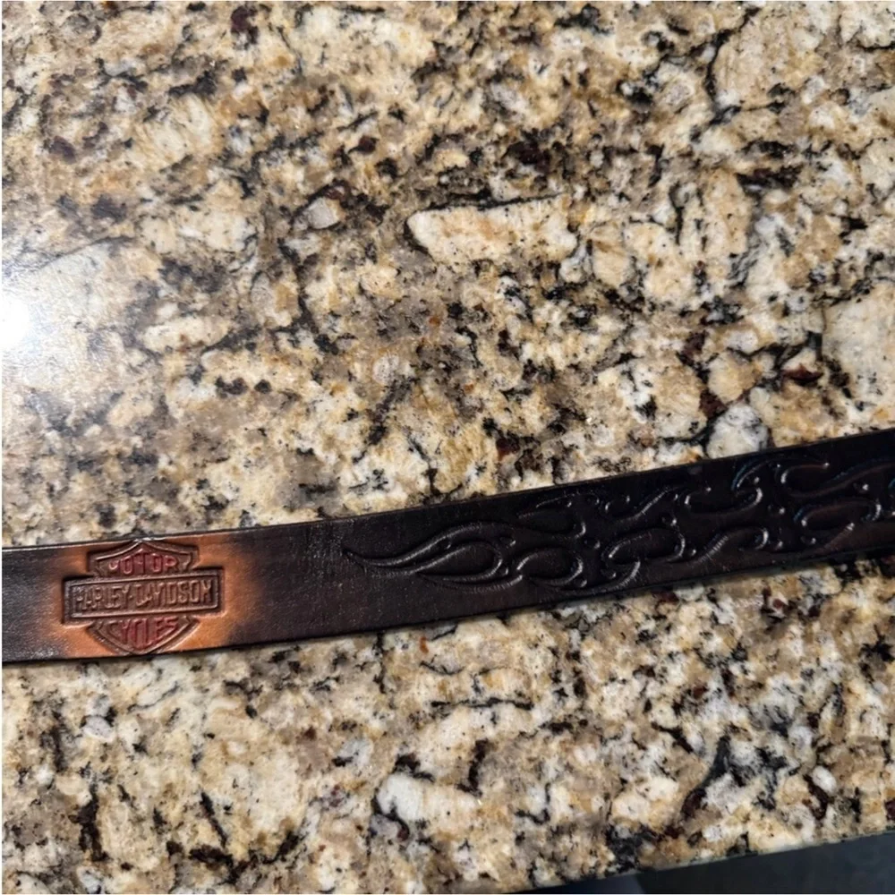 Vintage tooled leather / handmade Harley-Davidson leather belt